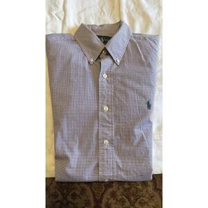 Polo Ralph Lauren Classic Fit Check Plaid Shirt Purple w/ Green Pony $32 Med 16